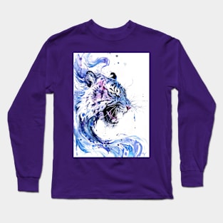 Water Tiger - Watercolor Animal Painting Art Long Sleeve T-Shirt